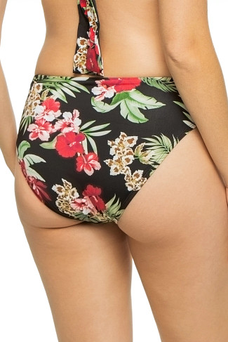 BLACK Shirred High Waist Bikini Bottom