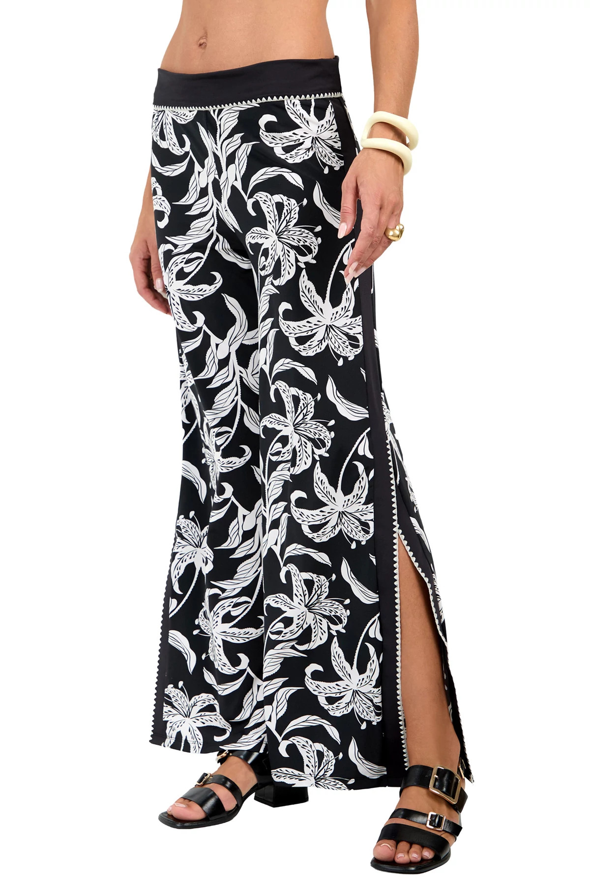 BLACK SANDS Whipstitch Wide Leg Side Slit Pant image number 3