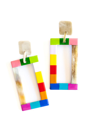 MULTI Rainbow Colorblock Earrings
