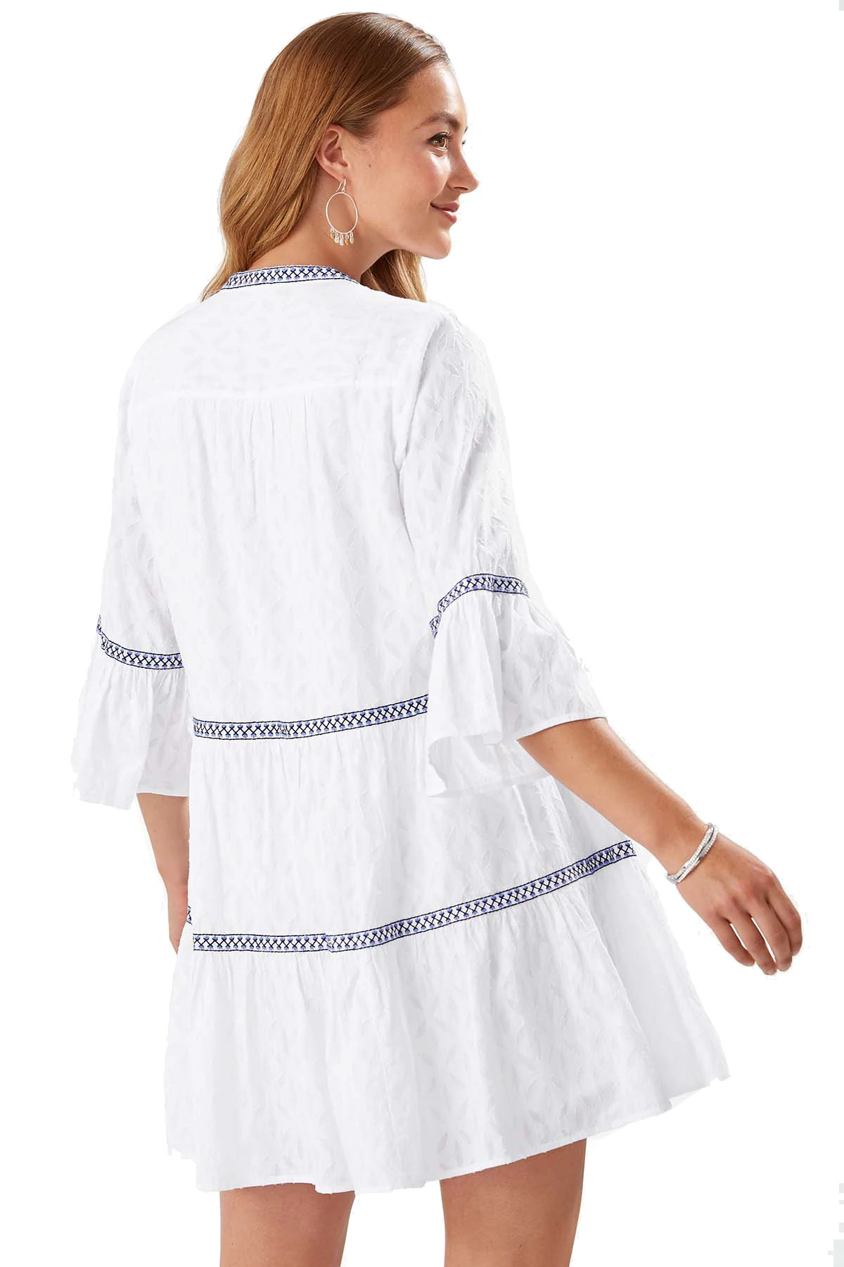 WHITE Embroidered Split Neck Tunic image number 2