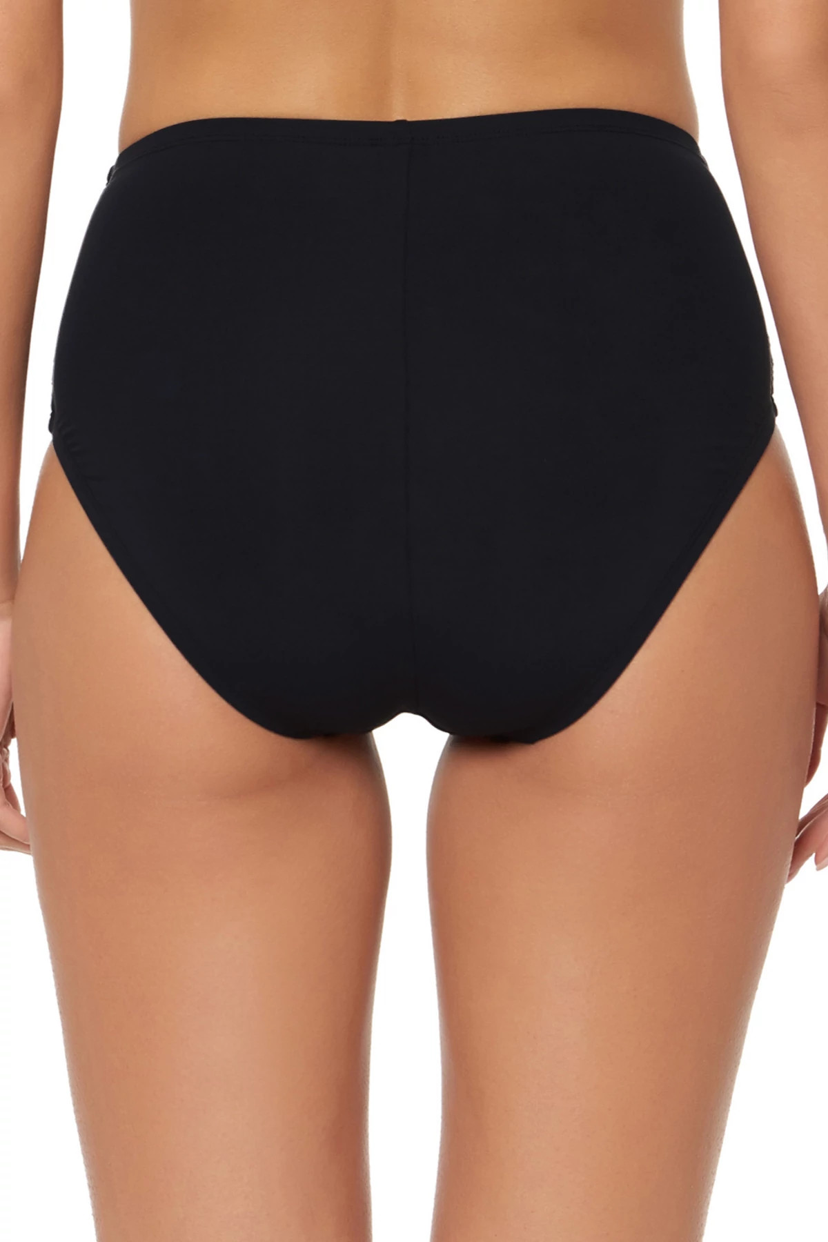 BLACK Sash Banded Shirred High Waist Bikini Bottom image number 2
