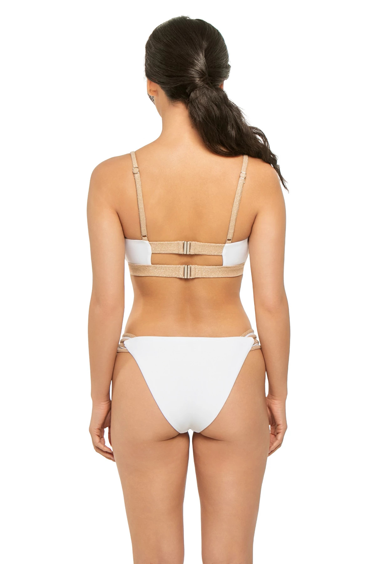 WHITE/GOLD Cari Bralette Bikini Top image number 2