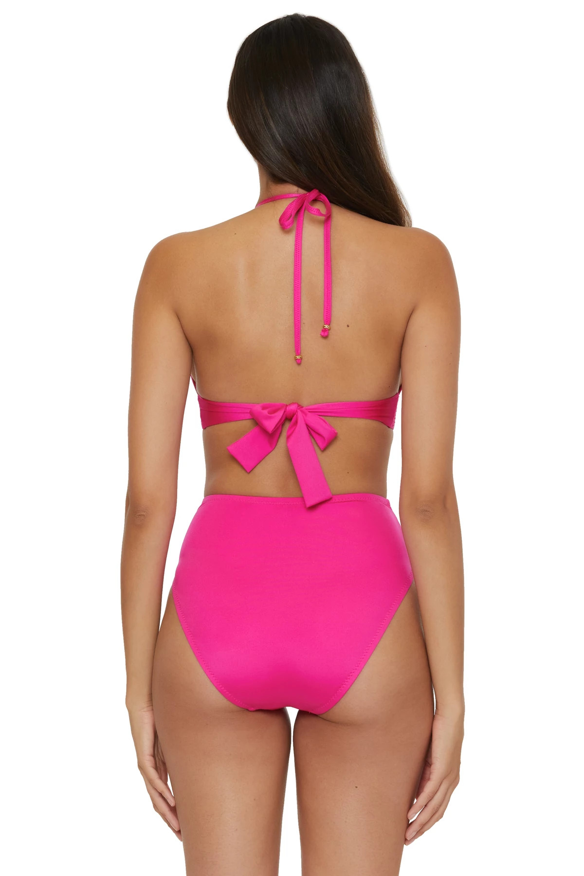 PINK PARADE Pleated Halter Bikini Top image number 2