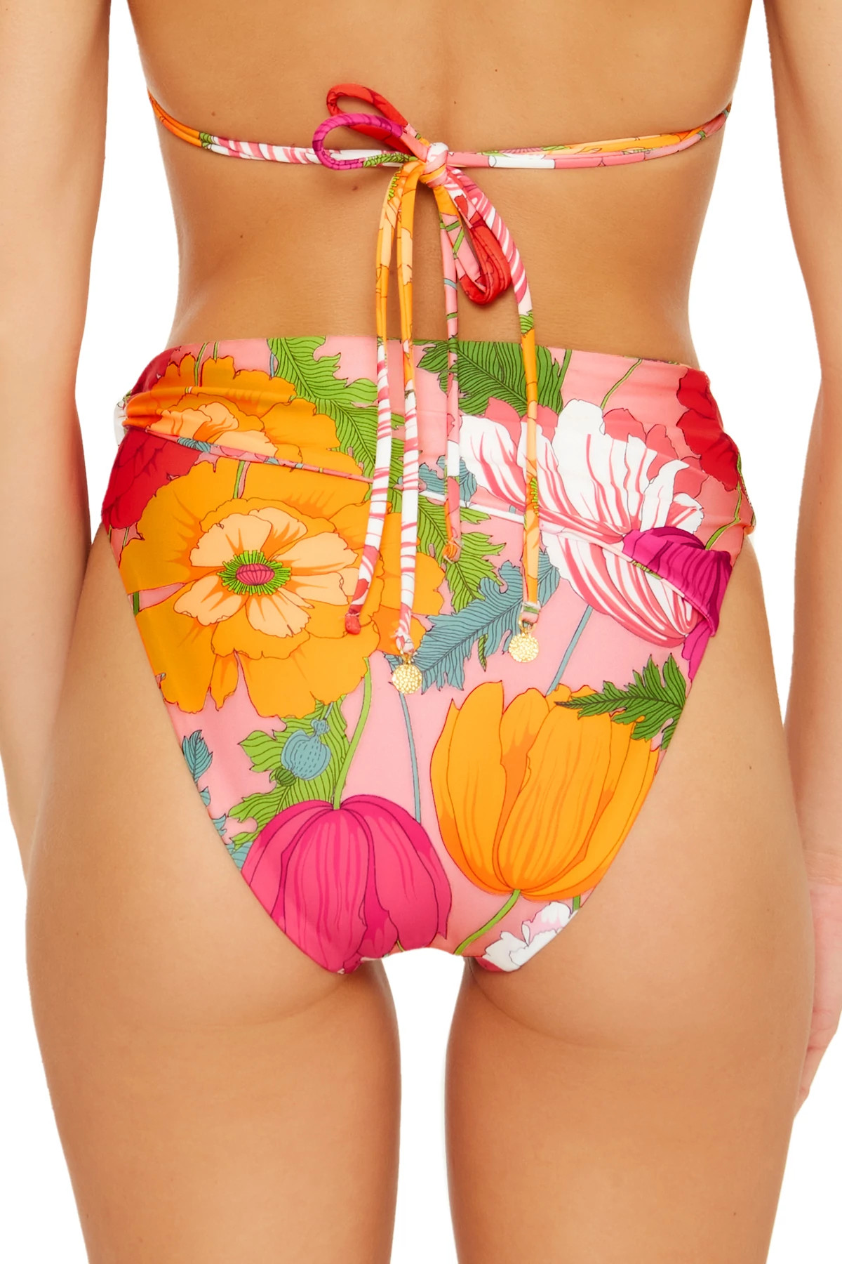 MULTI Sunny Bloom Banded High Waist Bikini Bottom image number 2