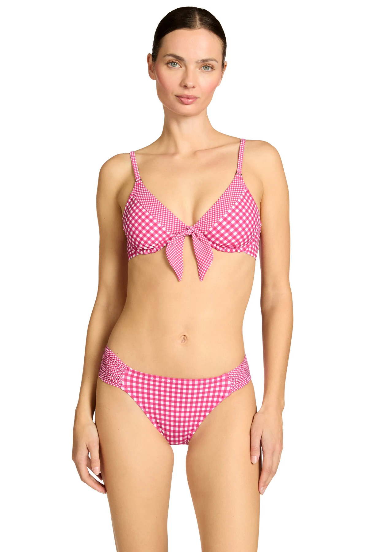 DRAGON FRUIT/CREAM Brigitte Gingham Underwire Bikini Top image number 1