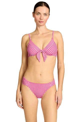DRAGON FRUIT/CREAM Brigitte Gingham Underwire Bikini Top
