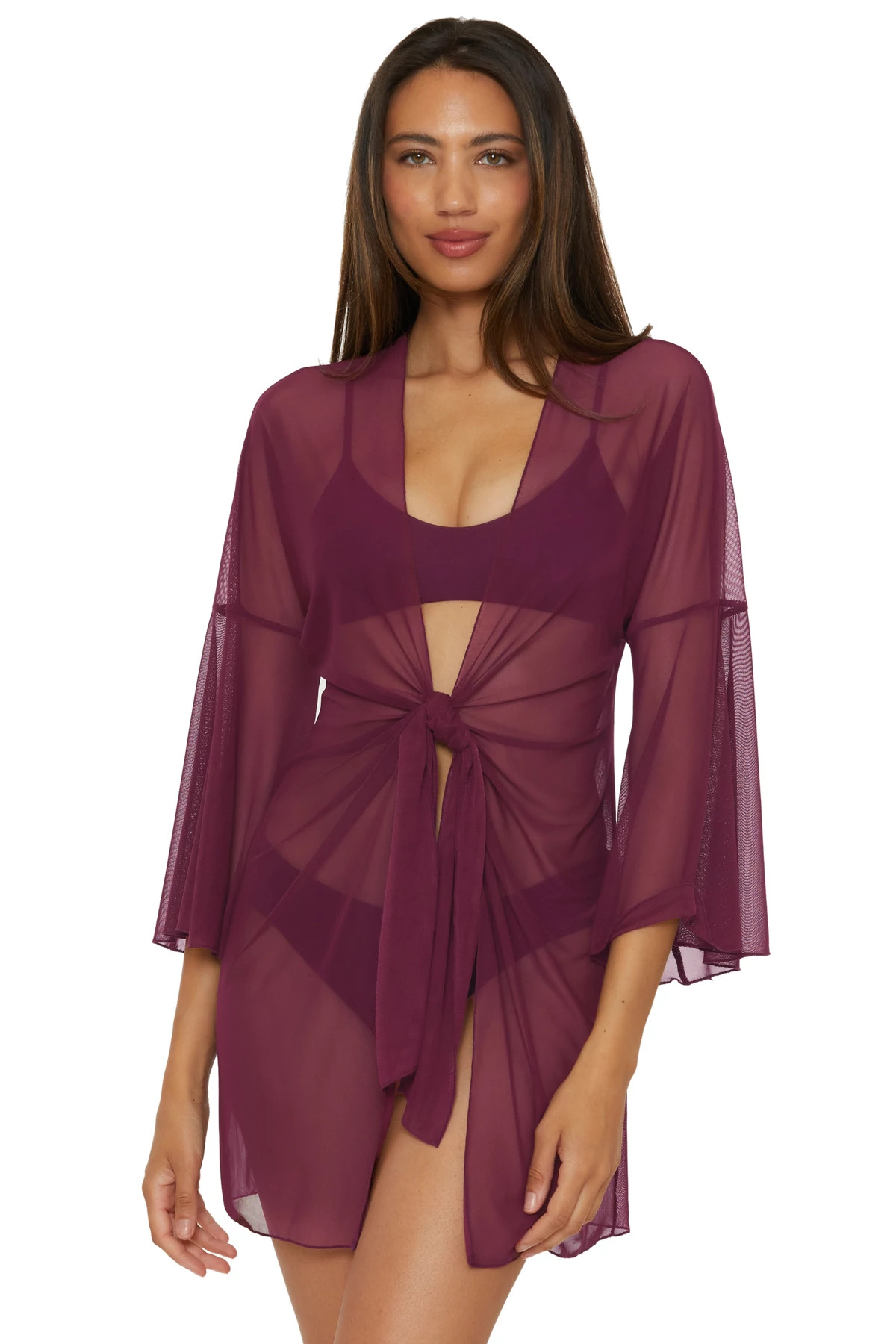 Mesh Tie Front Kimono image number 1