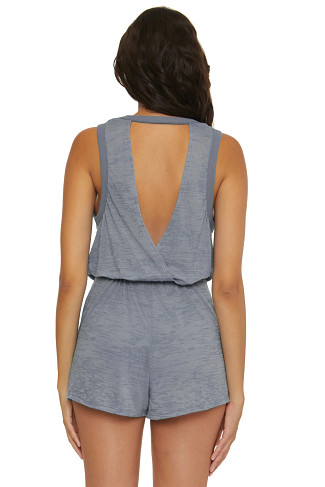 BLUE SHADOW Beach Date V-Neck Romper