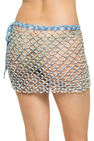 BLUE Crochet Pearl Beaded Mini Cover Skirt