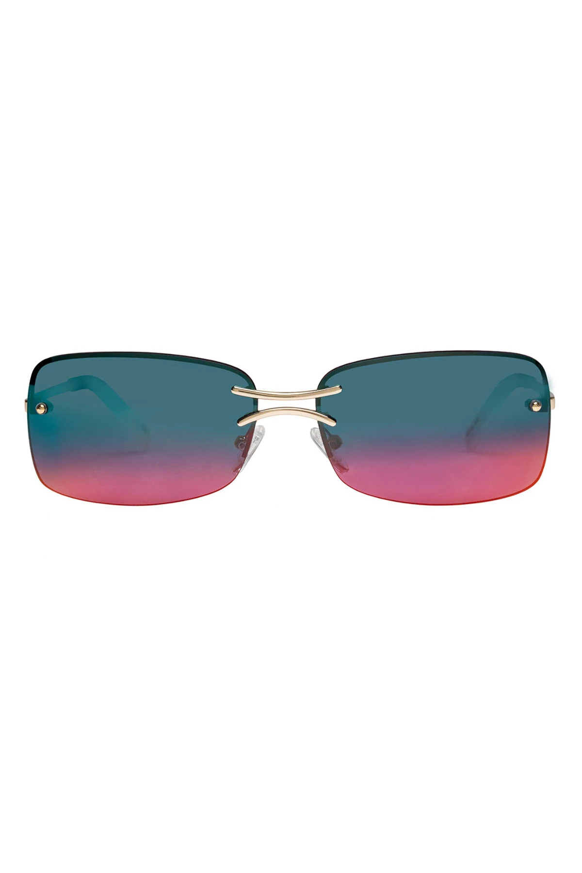 BRIGHT GOLD/SUNSET That's Hot Rimless Square Sunglasses image number 2