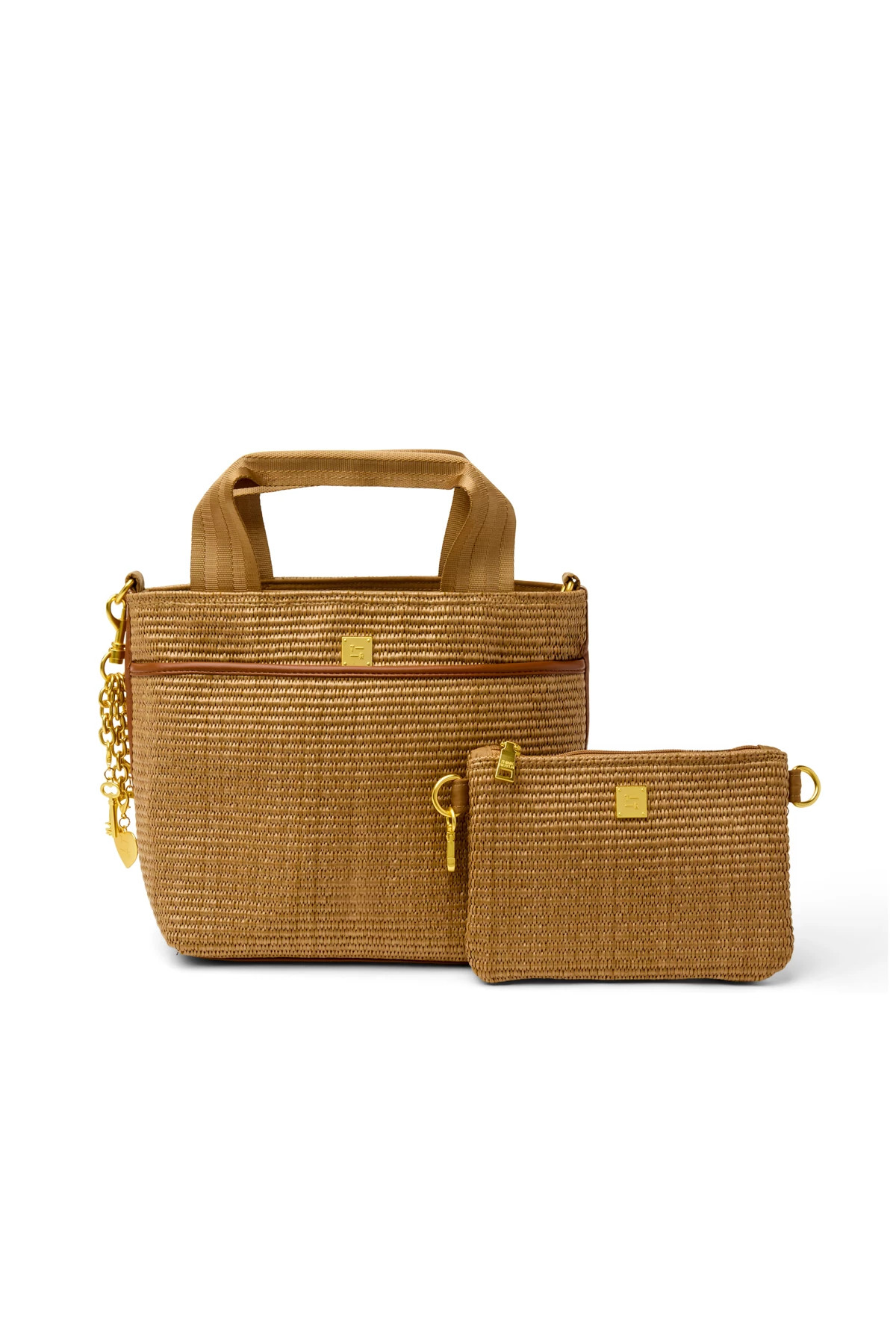 SAND DUNE/SAND DUNE WEB Escape Raffia Tote Bag with Pouch image number 1