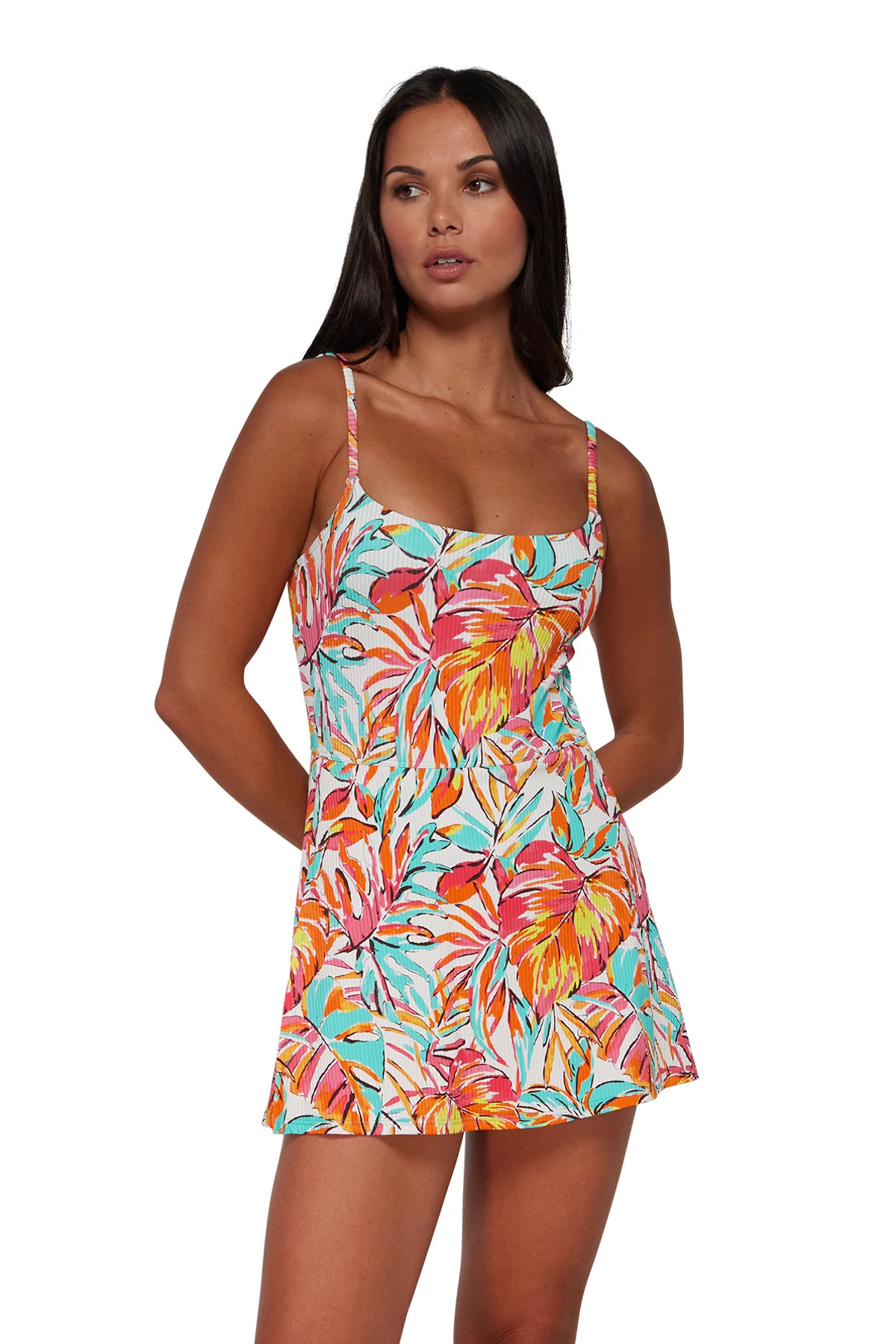 PALM SERENADE SANDBAR RIB Naomi Swim Dress image number 1