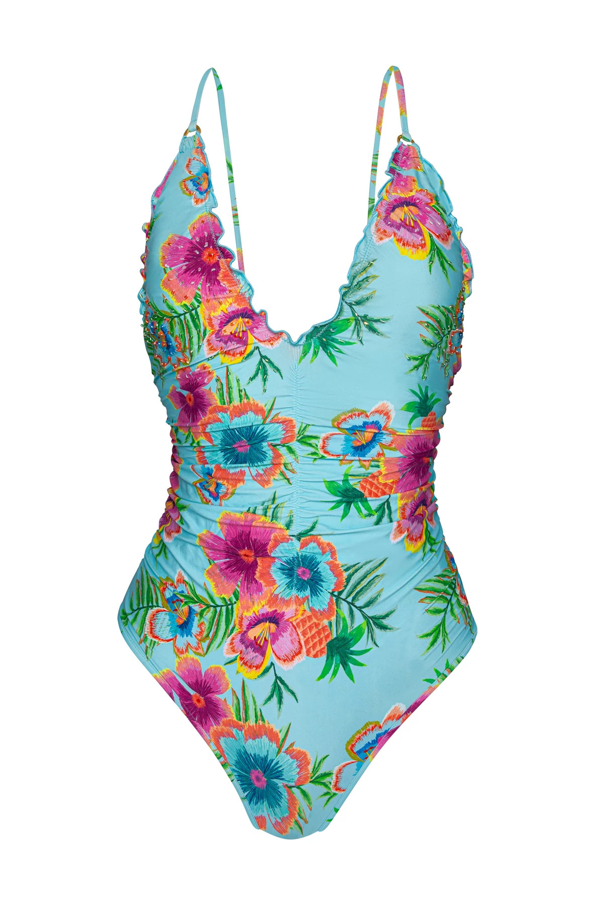 SOLANA Penelope Embroidered Plunge One Piece image number 3