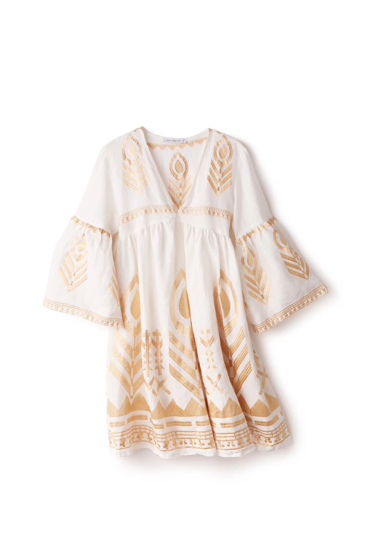 WHITE GOLD Embroidered Metallic Mini Dress image number 3