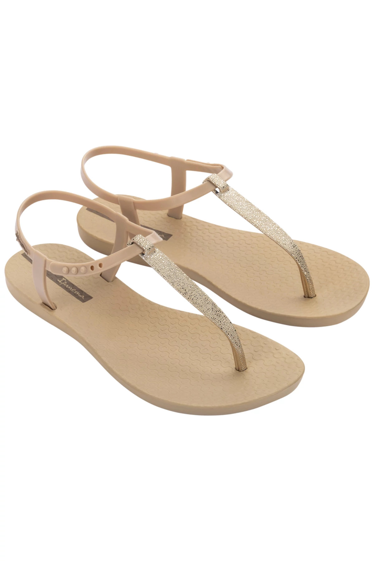 BEIGE/GOLD Classy Metallic Sandals image number 2