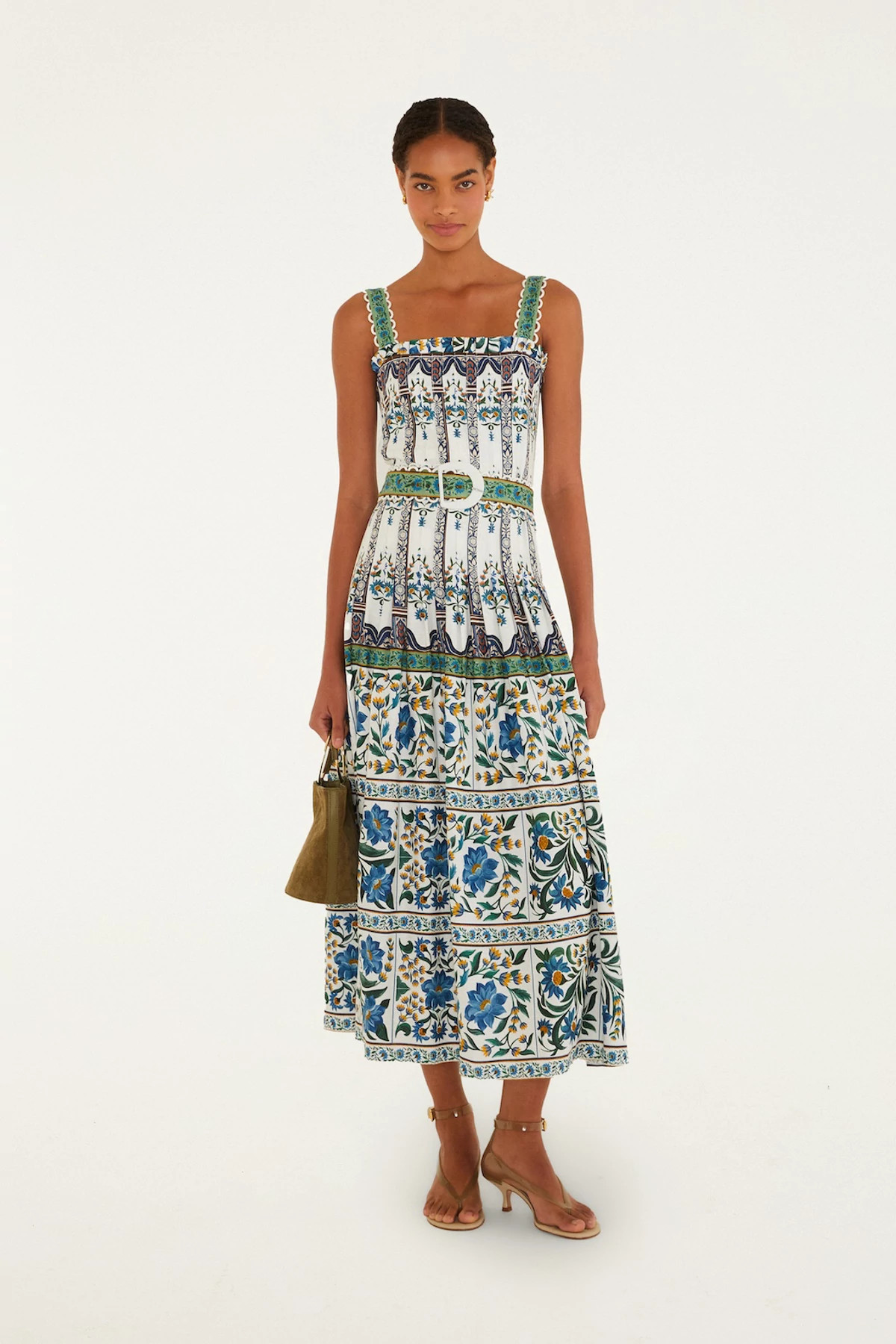 MANOELA OFF-WHITE Manoela Tropical Tile Print Maxi Dress image number 4