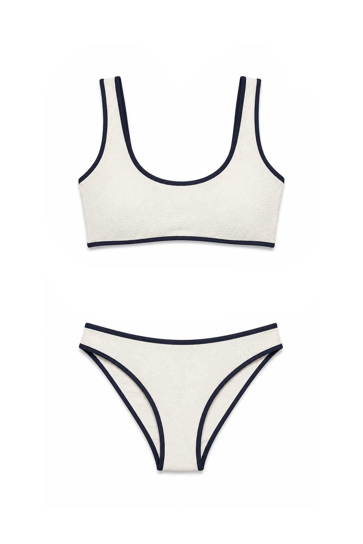 WHITE RIDGES/NAVY Vigo Pucker Hipster Bikini Bottom image number 3