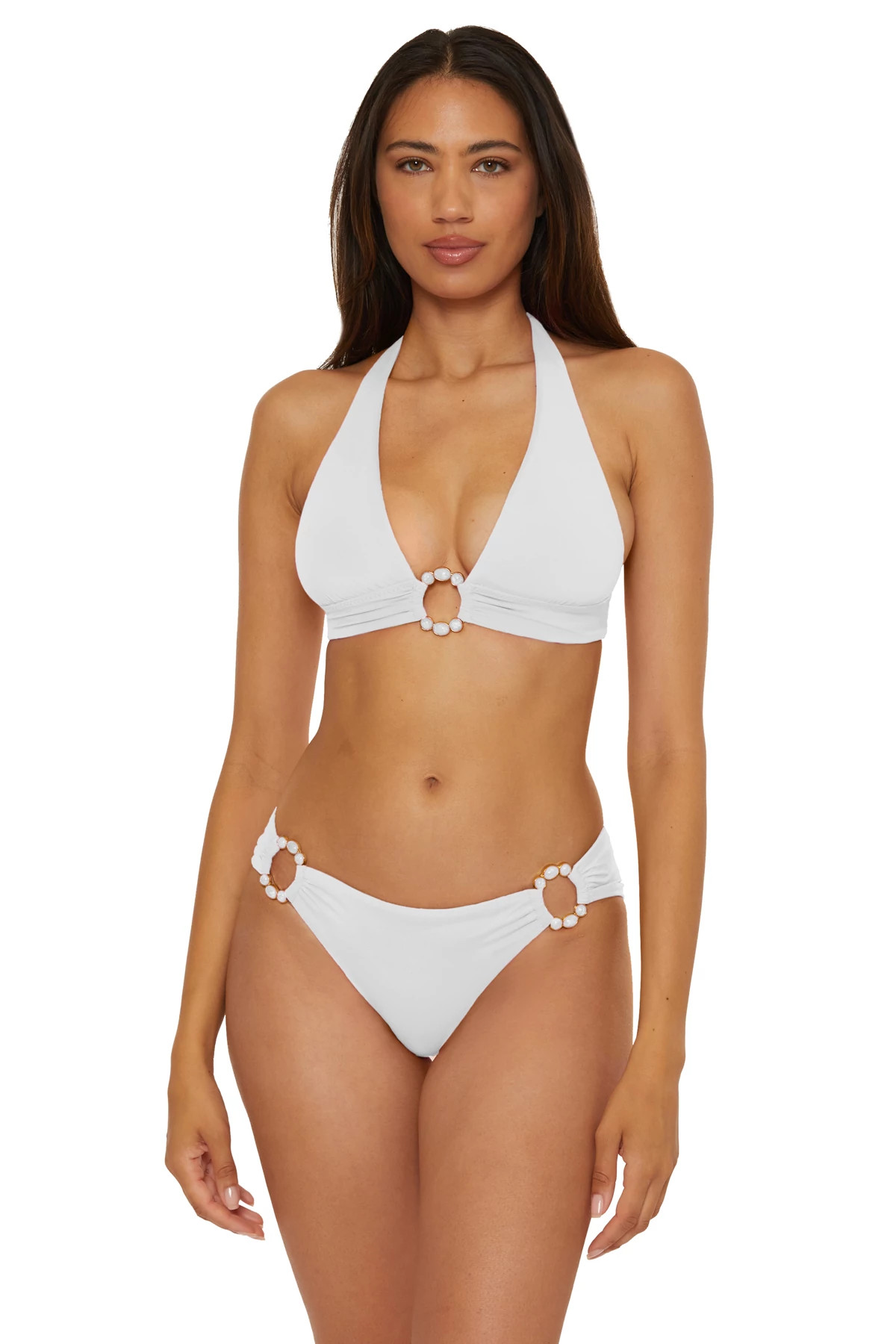 WHITE Mira Halter Bikini Top image number 1