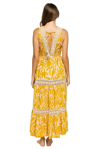 YELLOW Crochet Trim Maxi Dress