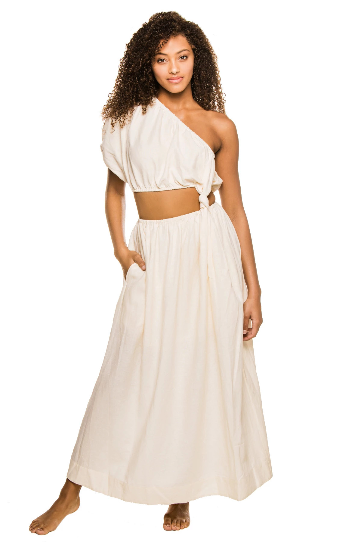 OFF WHITE Off-White Asymmetrical Midi Dress image number 1