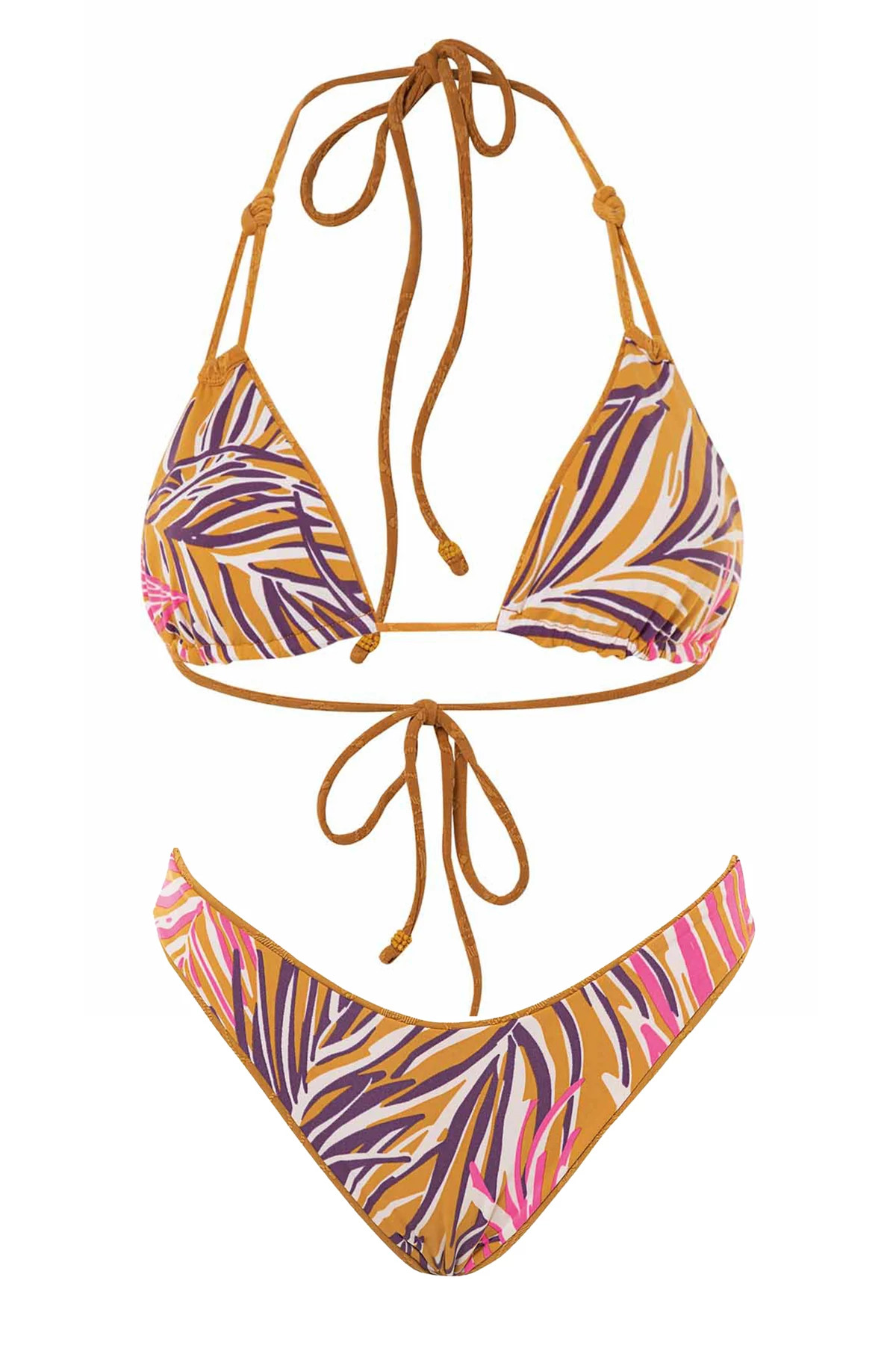 CARAMEL BROWN Nyla Reversible Triangle Bikini Top image number 3