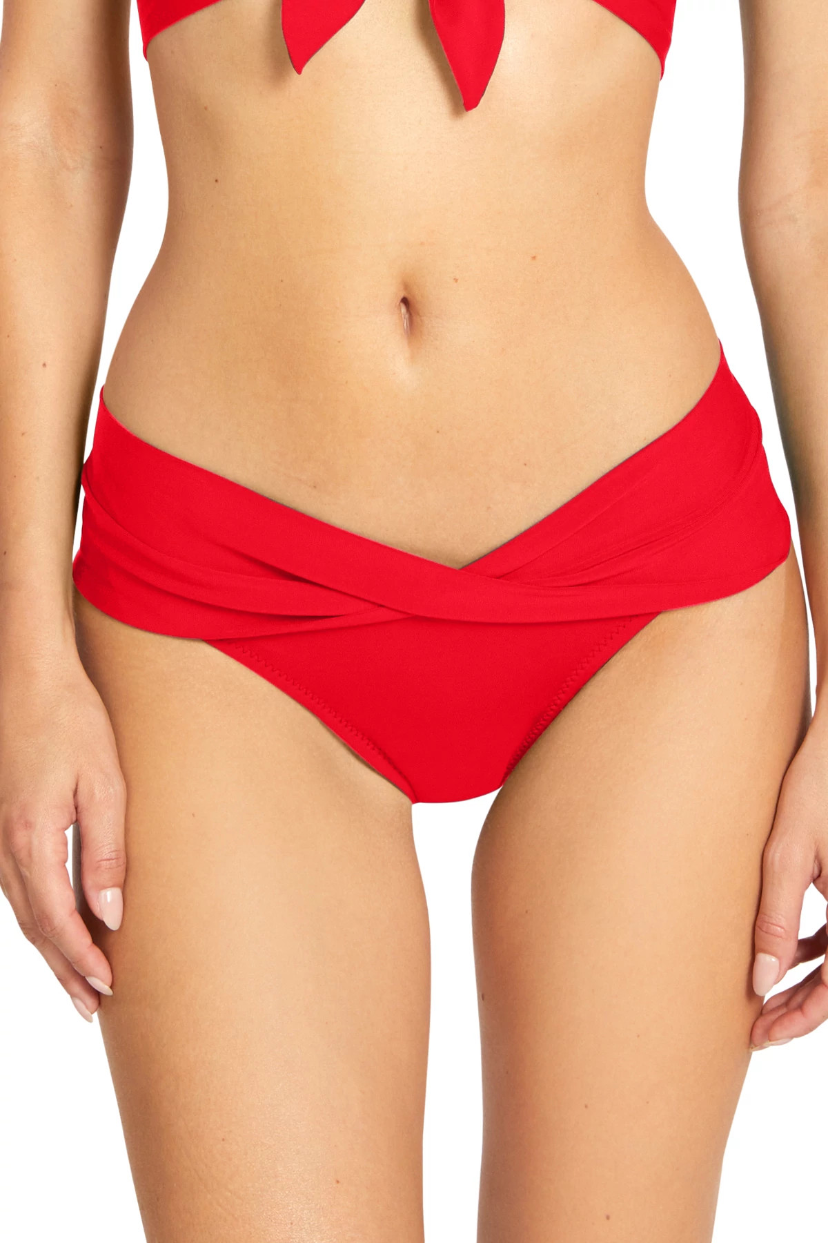 FIERY RED Banded Hipster Bikini Bottom image number 1