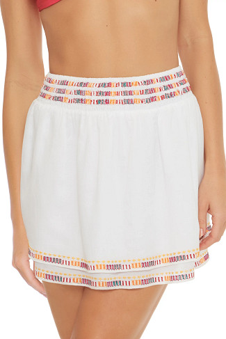 WHITE Embroidered Mini Skirt