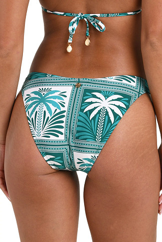 TURQUOISE Patchwork Palms Hipster Bikini Bottom