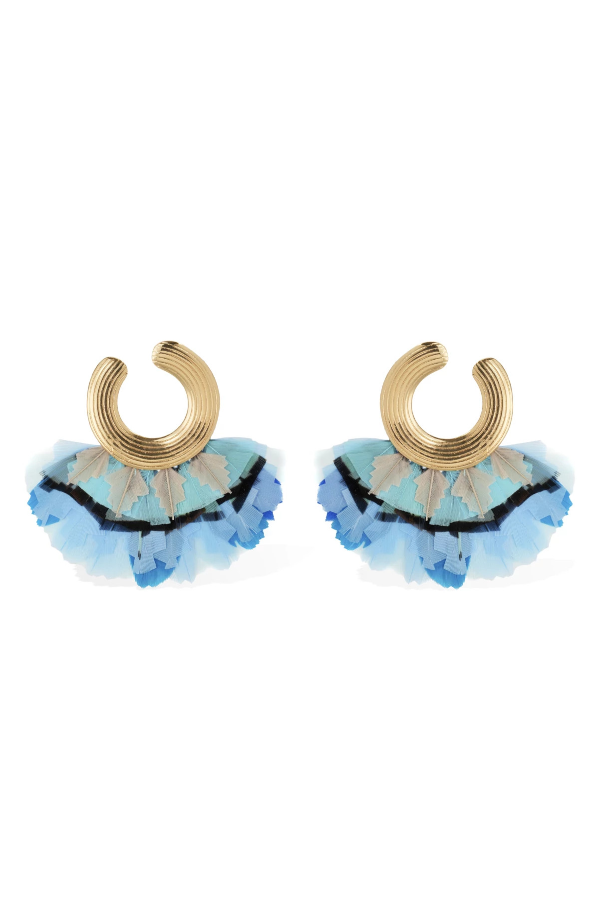 380 BLUE Positano Feather Earrings image number 1