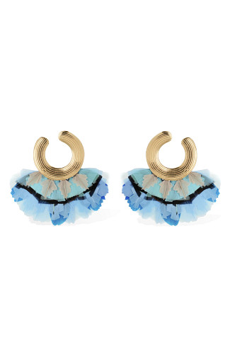 380 BLUE Positano Feather Earrings