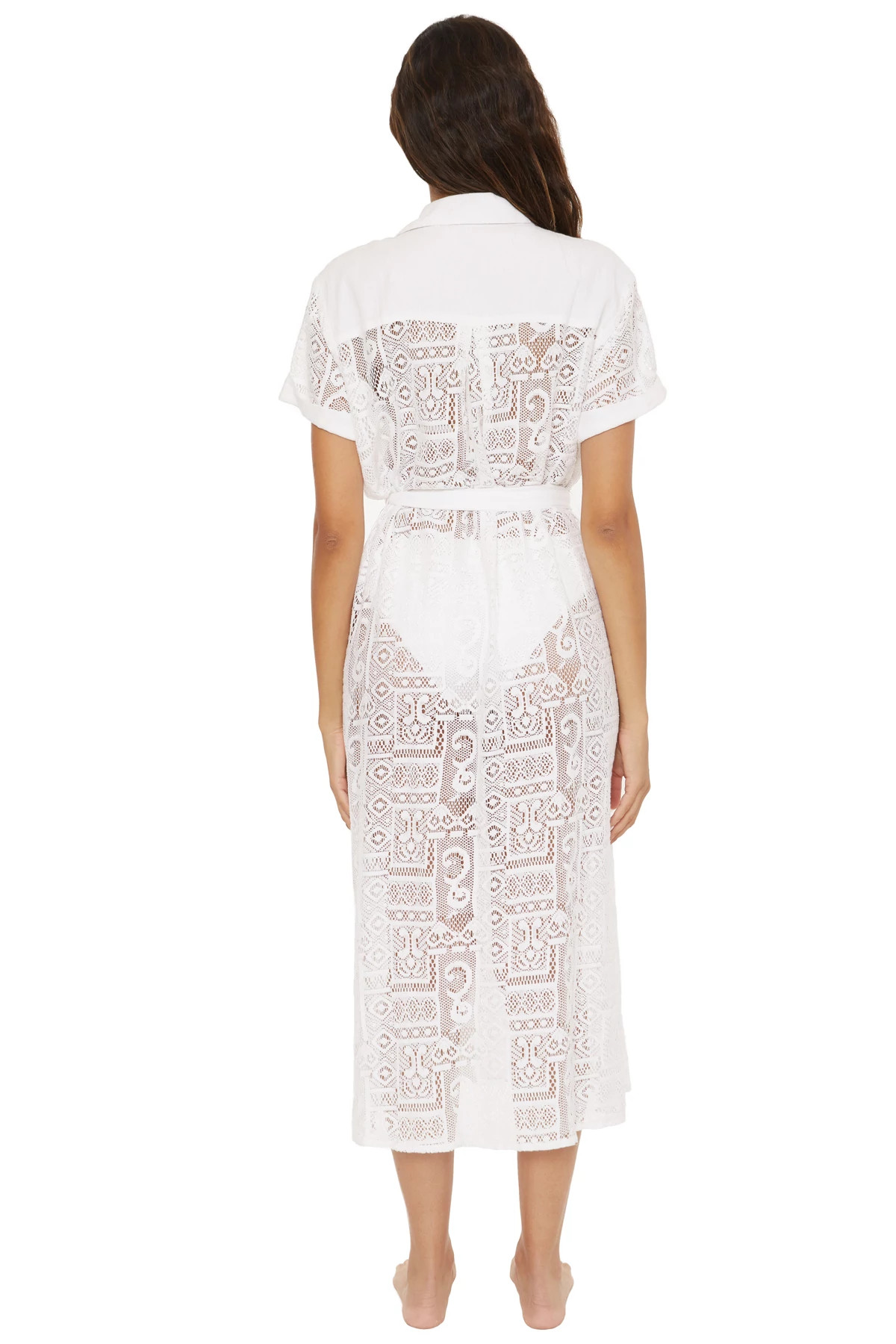WHITE Gauzy Lace Midi Dress image number 3