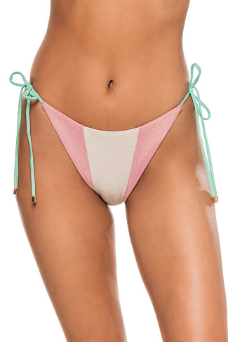 DIVINE Color Block Metallic Tie Side Hipster Bikini Bottom