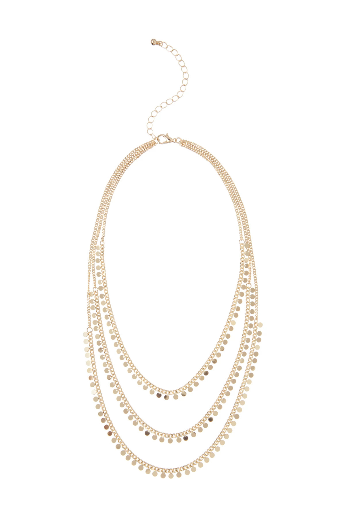 GOLD Three Row Layered Necklace image number 1