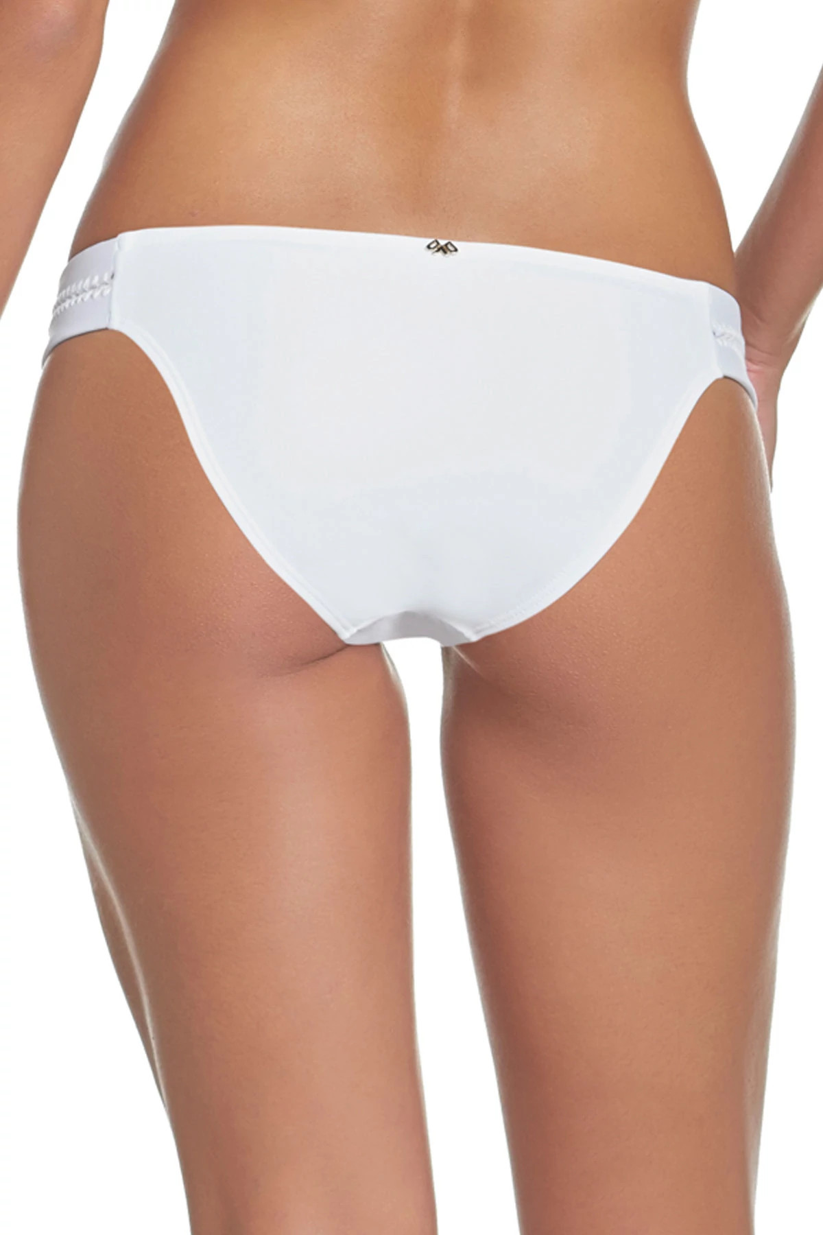 WHITE Stitched Tab Side Hipster Bikini Bottom image number 2