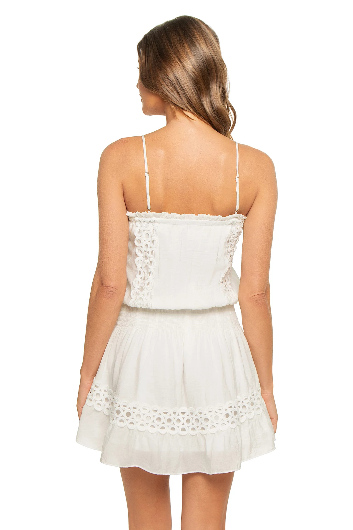 WHITE Loop Lace Square Neck Mini Dress image number 2