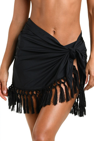 BLACK Knotted Fringe Mini Sarong