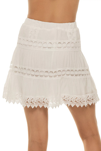 WHITE Crochet High Waist Skirt