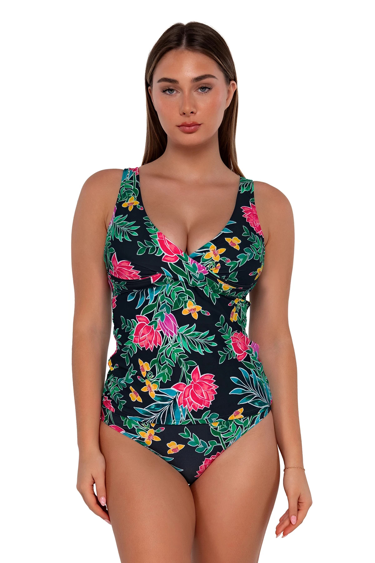 TWILIGHT BLOOMS Elsie Underwire Tankini Top (D+ Cup) image number 1