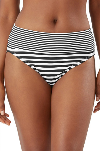 BLACK Stripe High Waist Bikini Bottom