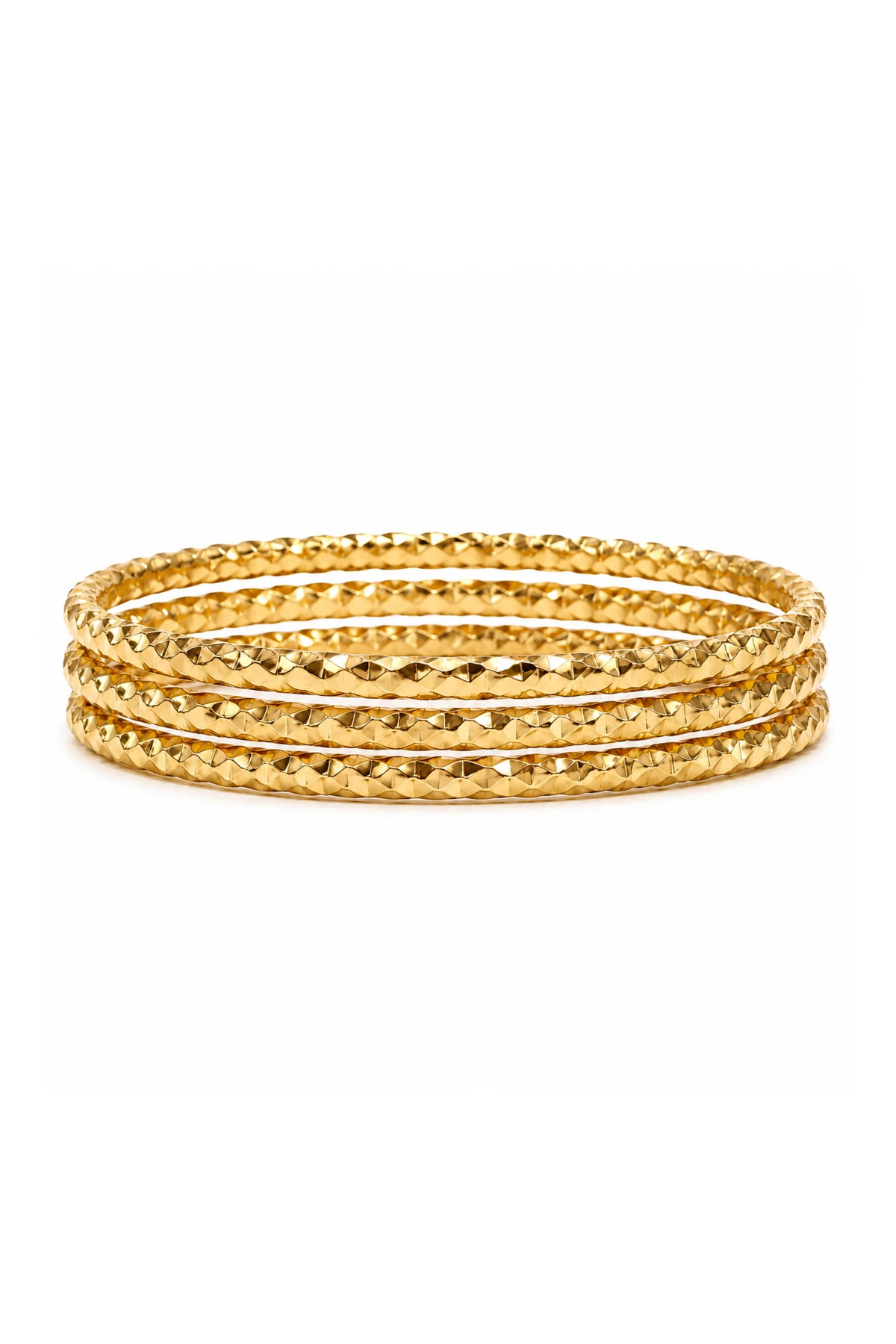 GOLD Tilda Faceted Bangle Set of 3 image number 1