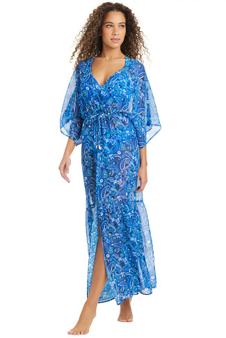 BLEU DEPTHS Paisley Chiffon Maxi Cover Up Dress