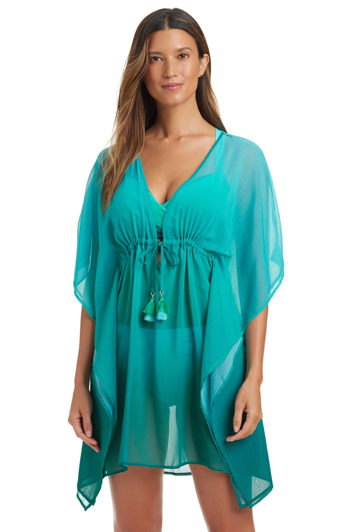 DARK TEAL Chiffon Caftan image number 1