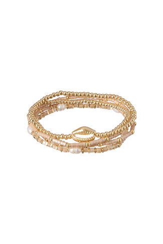 WHITE/GOLD Elastic Bracelet Set