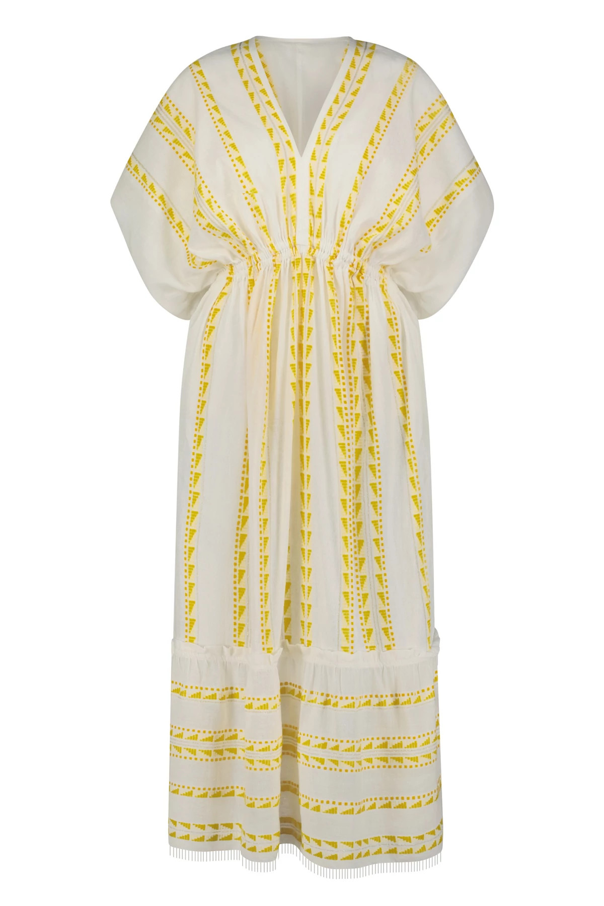 SUNSHINE YELLOW Abeba Plunge Midi Dress image number 3
