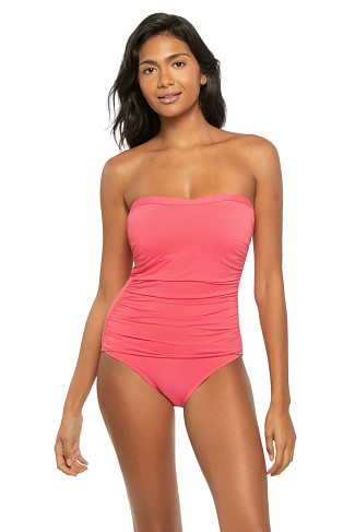 CORAL COAST Shirred Bandeau One Piece Swimsuit