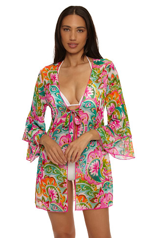 MULTI La Vie Paisley Print Kimono Cover Up