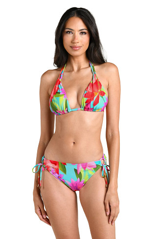 MULTI Floral Triangle Halter Bikini Top