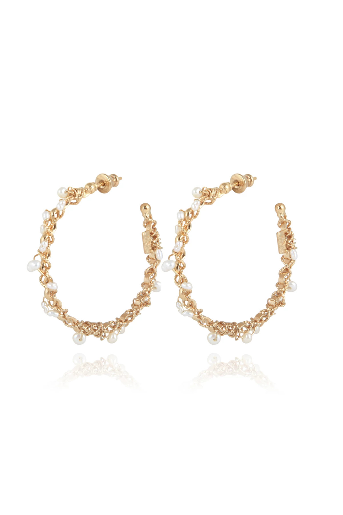 000 MOTHER OF PEARL Creole Hoop Earrings image number 1