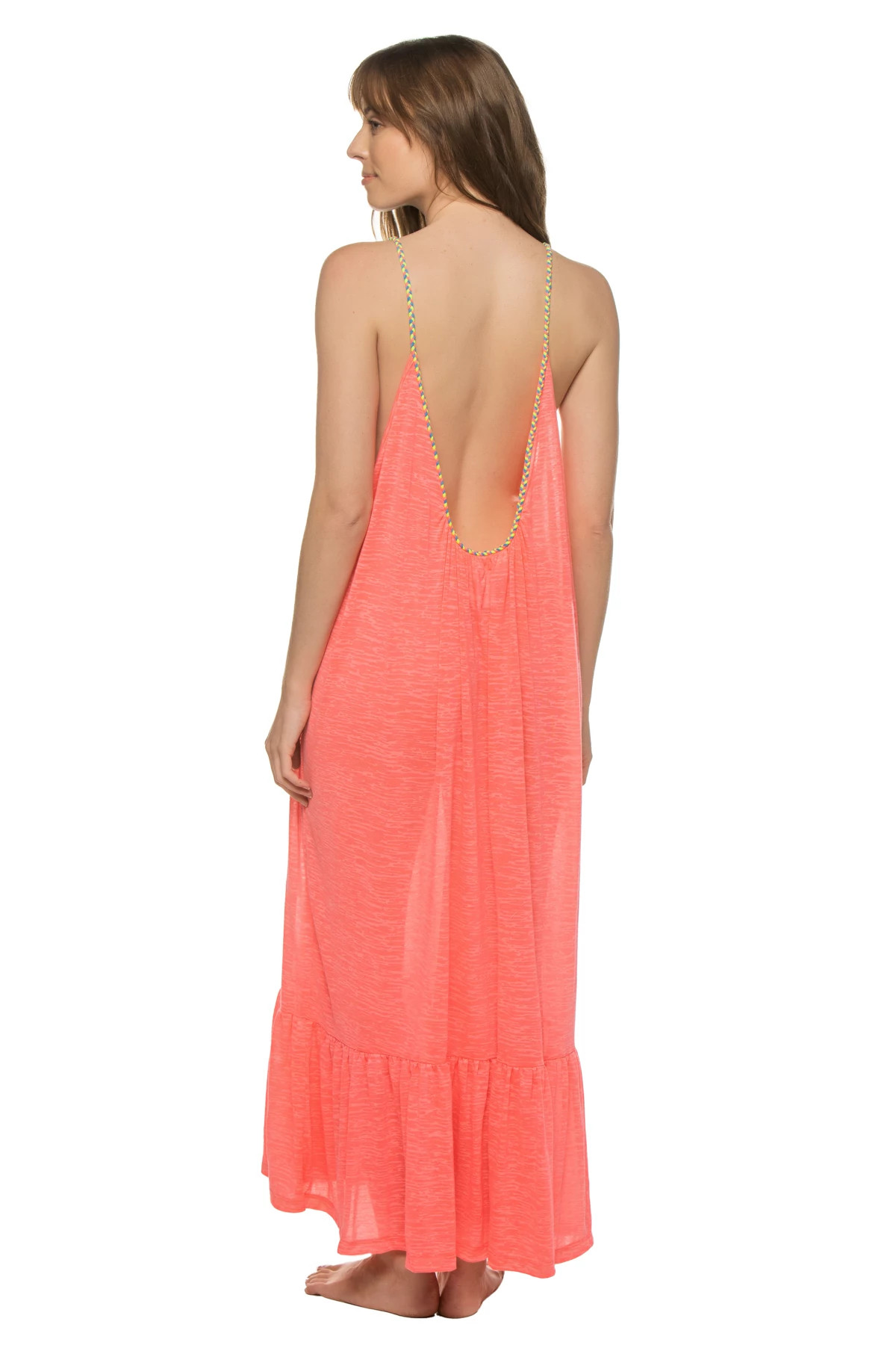 HOT PINK Braided Low Back Maxi Dress image number 2
