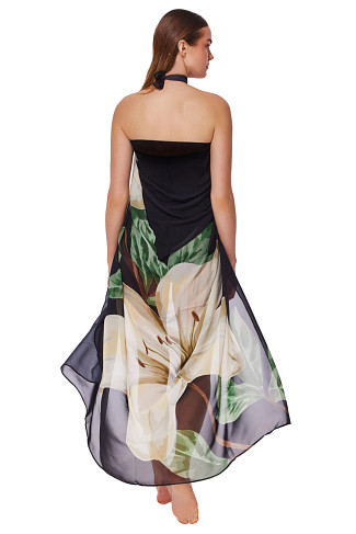 BLACK/CREAM Yuri Floral Print Sarong
